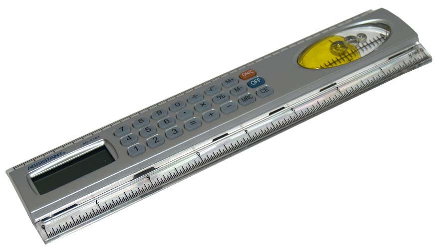 Калькулятор Assistant AC-2308. Линейка с калькулятором.
